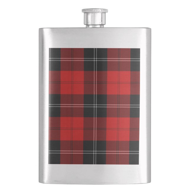 Ramsay tartan red black plaid hip flask (Front)