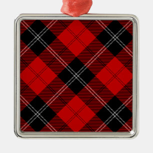 Ramsay tartan red black plaid metal tree decoration