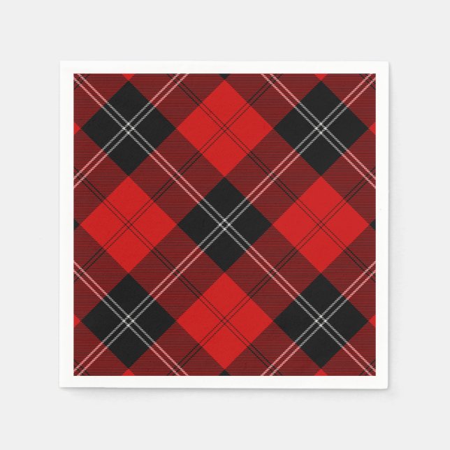 Ramsay tartan red black plaid napkin (Front)