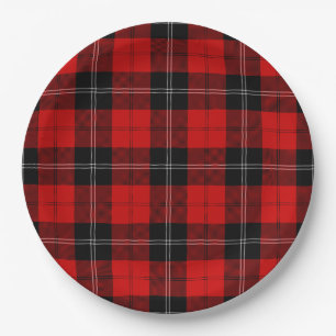 Ramsay tartan red black plaid paper plate