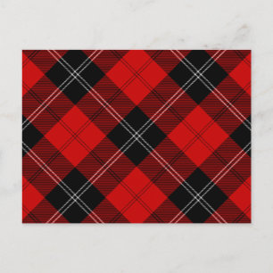 Ramsay tartan red black plaid postcard