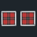 Ramsay tartan red black plaid silver finish cufflinks<br><div class="desc">Ramsay clan tartan red black plaid</div>