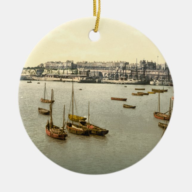 Ramsgate Harbour I, Kent, England Ceramic Tree Decoration (Front)
