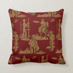 Ranch Cowboys Horse Calf Fence Throw Pillow