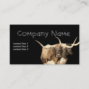 ranch farm longhorn cows on black custom business card