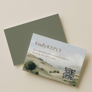 Ranch Outdoor Wedding RSVP QR Code Card