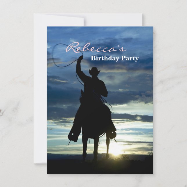 Ranch sunset horseback Riding cowboy silhouette Invitation (Front)