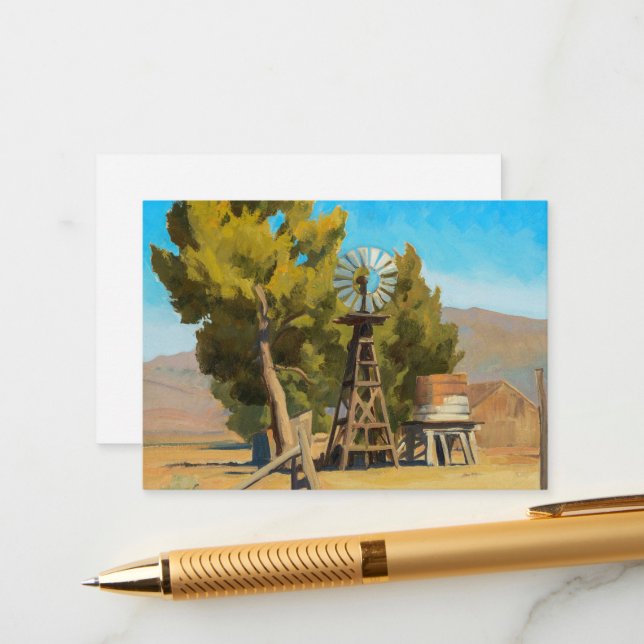 Ranch Windmill, Carson, Nevada by Maynard Dixon Enclosure Card (Front/Back In Situ)