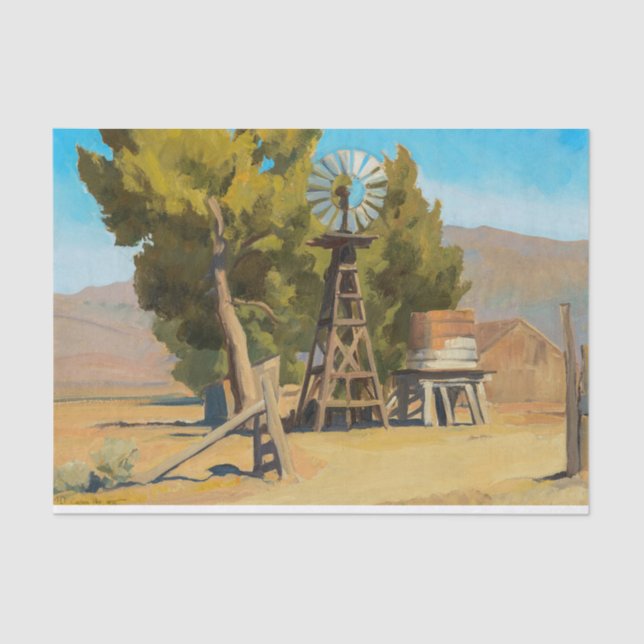 Ranch Windmill, Carson, Nevada by Maynard Dixon Tissue Paper (Front)