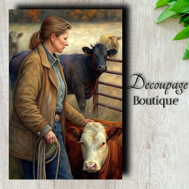 Ranch Woman Cattle Decoupage Tissue Paper (Ranch Woman Cattle Decoupage Tissue Paper)