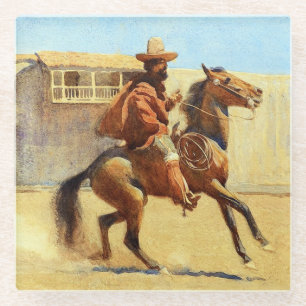 Ranchero of Old California Fleece Blanket Glass Coaster