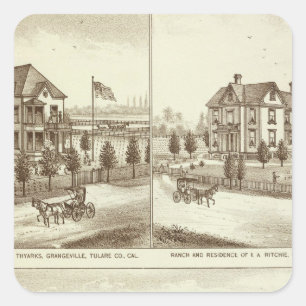 Ranches, Grangeville, Cal Square Sticker