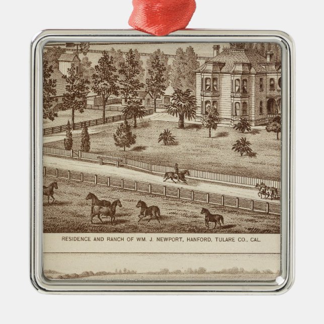 Ranches, Hanford, Cal Metal Tree Decoration (Front)