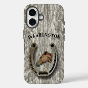 Ranching and Horses - Horseshoe design Personalise iPhone 16 Case