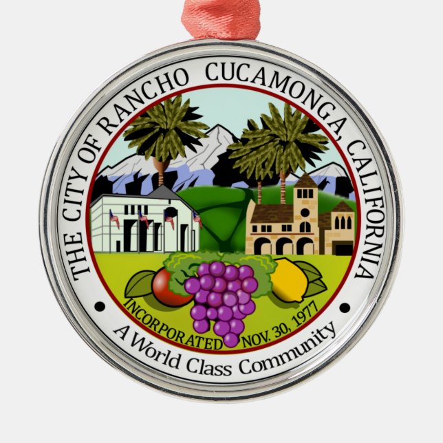 Rancho Cucamonga (California) City Seal Metal Tree Decoration (Front)