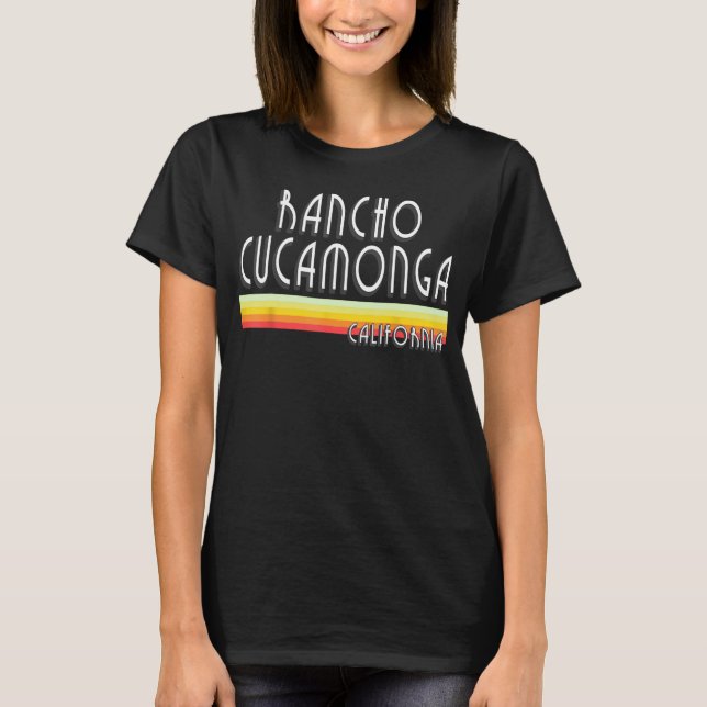 Rancho Cucamonga California  Retro CA Lines T-Shirt (Front)