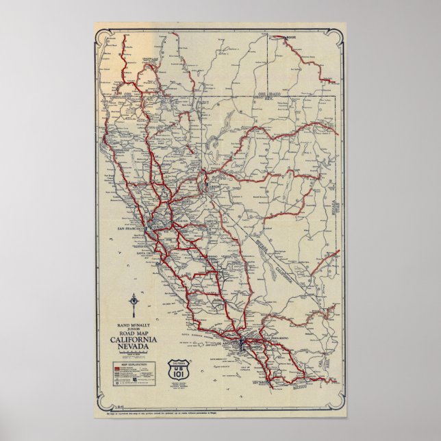 Rand McNally Junior Road Map California and Nevada Poster (Front)