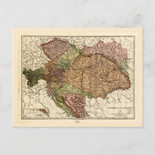 Rand McNally Map of Austria-Hungary (1906) Postcard