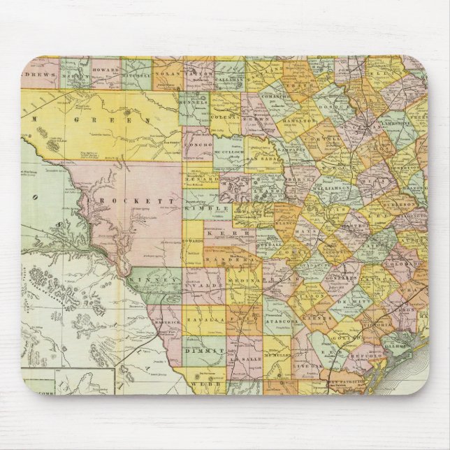Rand McNally Railroad And County Map Of Texas Mouse Mat (Front)