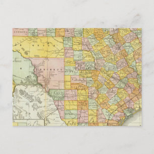Rand McNally Railroad And County Map Of Texas Postcard
