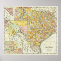 Rand McNally Railroad And County Map Of Texas