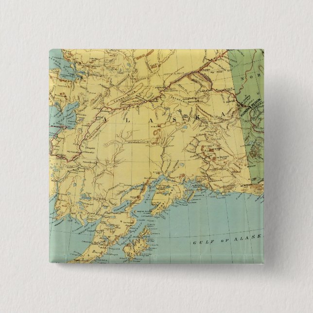 Rand McNally's Map Of Alaska 15 Cm Square Badge (Front)