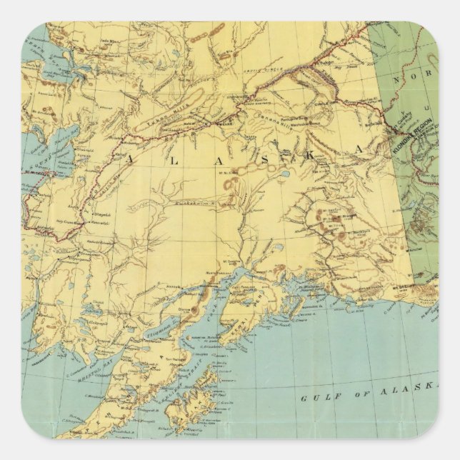 Rand McNally's Map Of Alaska Square Sticker (Front)