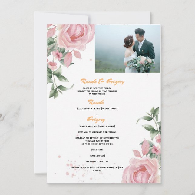 Randa & Gregory  Together With Their Families Requ Invitation (Front)