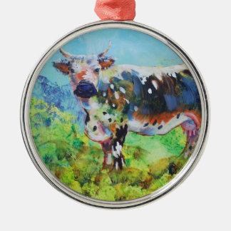 Randall Lineback cow painting Metal Tree Decoration