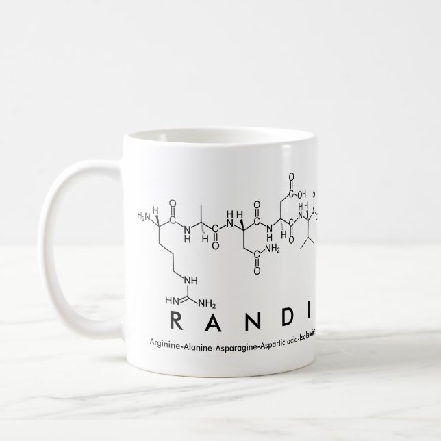 Randi peptide name mug (Left)