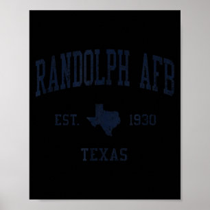 Randolph Afb Tx Jn1 Vintage Athletic Blue Design  Poster