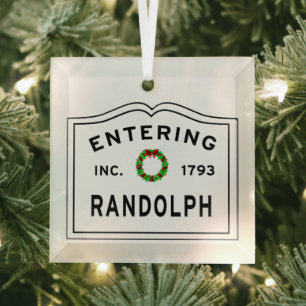 Randolph, MA Holiday Wreath Glass Ornament