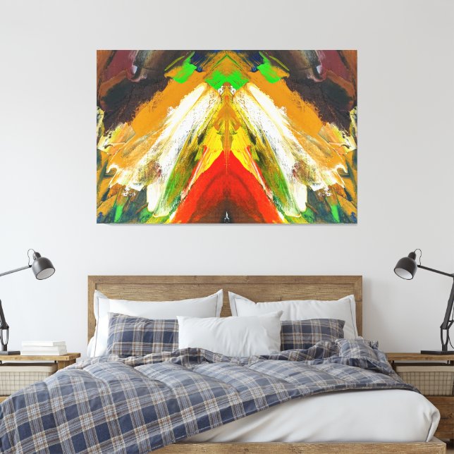 Random Abstract Brushstroke Composition by Lukian Canvas Print (Insitu(Bedroom))