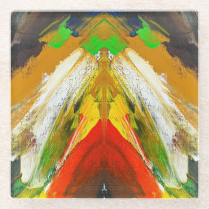 Random Abstract Brushstroke Composition by Lukian Glass Coaster