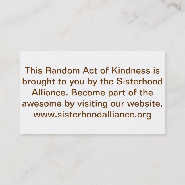 Random Act of Kindness Project Small Cards (Back)