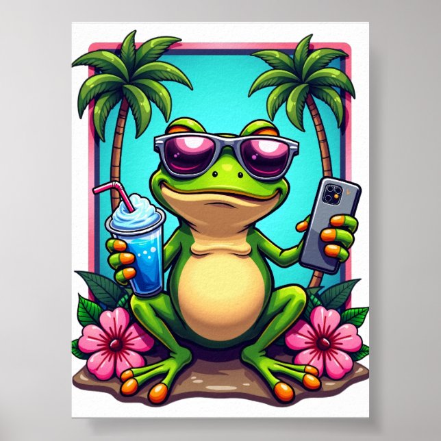 Random Ahh Grumpy Frog Y2K Flip Phone Slushie Trop Poster (Front)