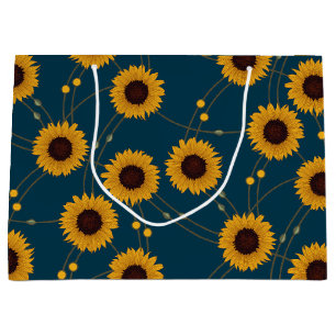 Random Art Nouveau Sunflowers Retro Floral Yellow Large Gift Bag