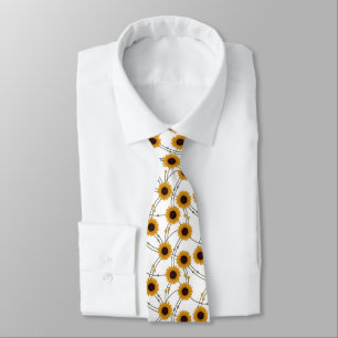 Random Art Nouveau Sunflowers Retro Floral Yellow Tie