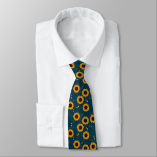 Random Art Nouveau Sunflowers Retro Floral Yellow Tie