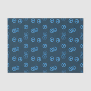 Random Blue Peace Sign Pattern Tissue Paper