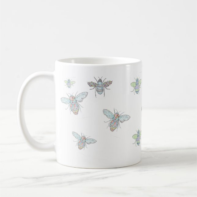 Random Bumble Bees Coffee Mug (Left)