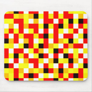 Random Chequered Pixel Art - Red & Yellow Mouse Mat