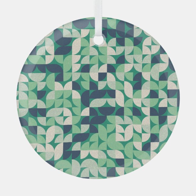Random coloured quarter circles, generative. glass tree decoration (Front)