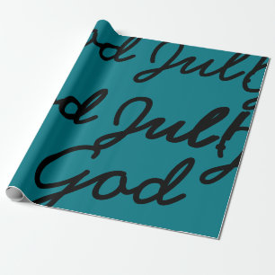 Random cursive God Jul Swedish Christmas wrapping Paper