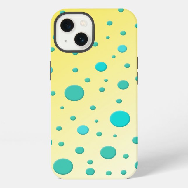 Random Cute Dots Turquoise Yellow iPhone Case (Back)