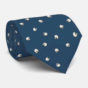 Random Cute Kawaii Skull Dots dark blue Tie