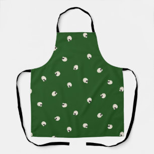 Random Cute Kawaii Skull Dots dark green Apron