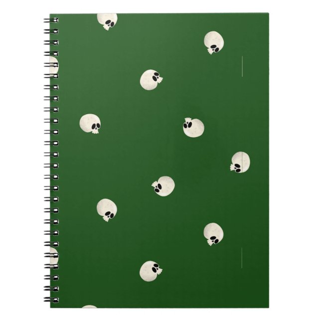 Random Cute Kawaii Skull Dots dark green Notebook (Front)
