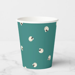 Random Cute Kawaii Skull Dots mid green Paper Cups