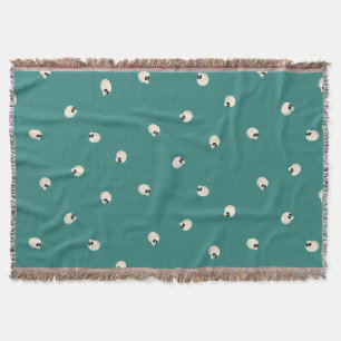 Random Cute Kawaii Skull Dots mid green Throw Blanket
